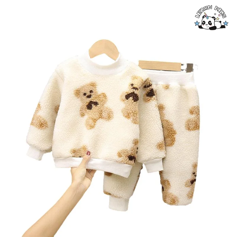 LEZONKIDS - Customizable Sweatpants and Hoodies Tracksuits Teddy Boys Girls Clothes Set Clothing for Winter